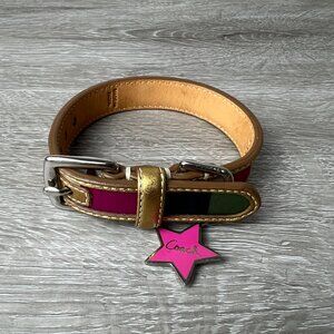 Legacy COACH DOG COLLAR MULTICOLOR LEATHER STRIPE SILVER XS
